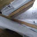 SmartStandard 42 x 84 in Glass Barn Door with 7FT Sliding Hardware Kit & Handle, Pre-Drilled Ready to Assemble, Waterproof PVC Coating, White, 5-Panel Glass