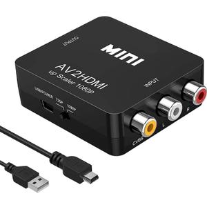 BD&M RCA to HDMI Converter, Composite to HDMI Adapter Support 1080P PAL/NTSC Compatible with PS one, PS2, PS3, STB, Xbox, VHS, VCR, Blue-Ray DVD Players