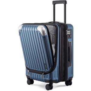 LEVEL8 Grace Carry on Luggage Airline Approved, 20 Inch Expandable Hard Sided Luggages with Spinner Wheels, Harshell Small Rolling Suitcase for Women Men with Tsa Lock, Blue, 20 Inch - Ext
