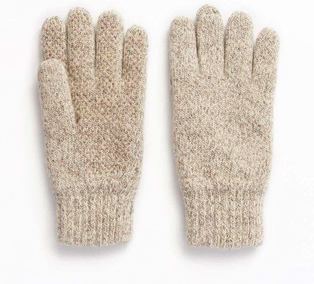 HOT SHOT Mens Ragg Wool Full Finger Gloves  Oatmeal, Insulated for Cold Outdoor Weather, One Size