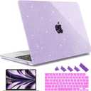 May Chen Case for MacBook Air 13/13.6-inch (M5/M4/M3/M2, 2022-2026 Models A3449 A3240 A3113 A2681), Lightweight | Closes Seamlessly | Ideal for Work Hard Shell Case, Purple Glitter