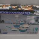 Pots and Pans Set Nonstick, 11pcs Kitchen Cookware Sets Induction Cookware, Ceramic Non Stick Cooking Set, Stay Cool Handle & Bamboo Kitchen Utensils, 100% PFOA Free, Turquoise