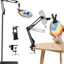 Black Adjustable Embroidery Hoops Stand for Hand Work,3-in-1 Hoop/Tablet/Phone Holder Floor Stand,Embroidery Desktop StandLap Cross Stitch Frame with 360 Rotation,Hand Embroidery Stand