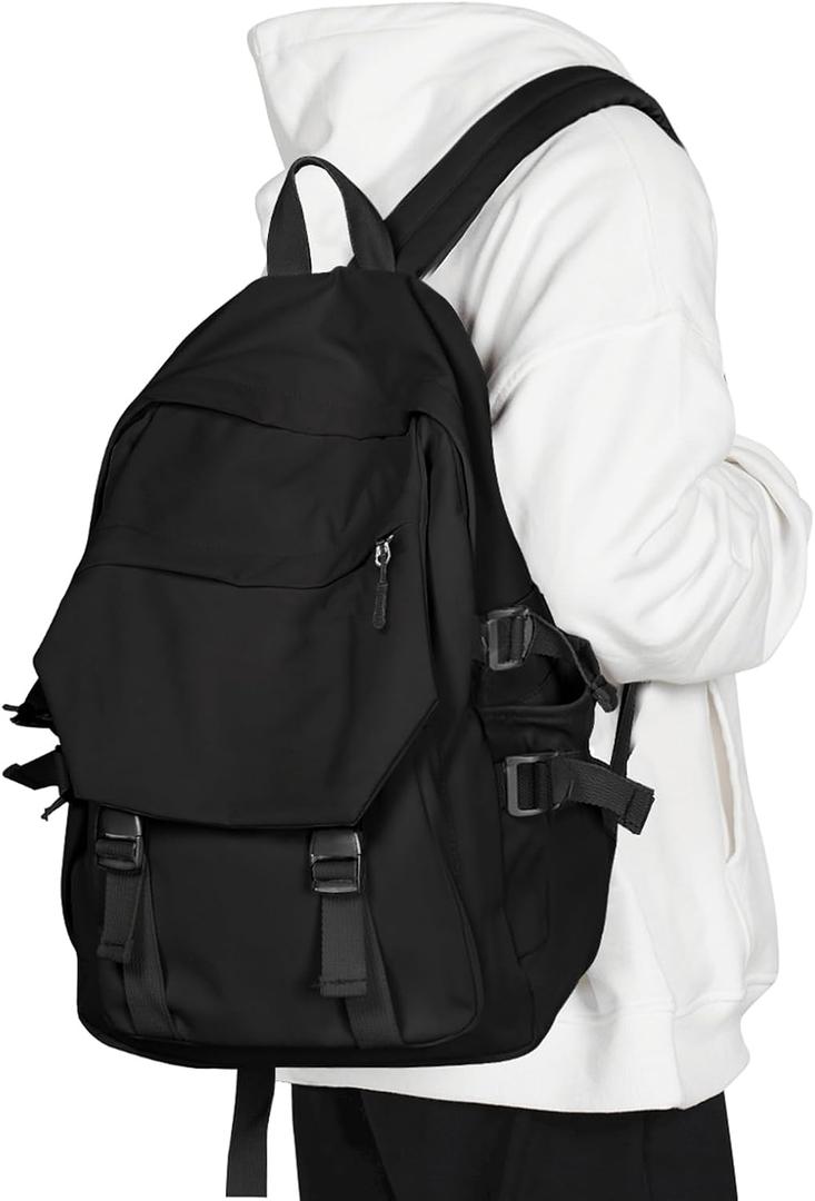 coowoz Casual Daypack Large upgraded version College Laptop Backpack for Men Women Water Resistant Lightweight School Bag Travel Rucksack for Sports High School Middle Bookbag for girls (Size L, Black)