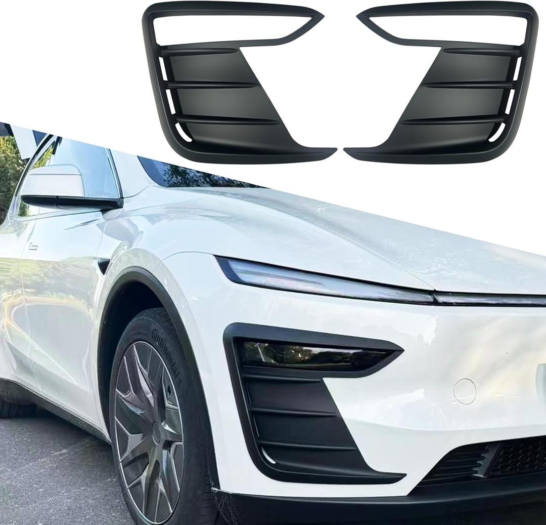 yhcdsea for 2025 2026 Tesla Model Y Juniper Front Fog Light Cover Trim Eyebrow Frame Decorative Accessories (Juniper-Matt Black)