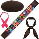 4 Pcs Halloween Scout Costume Set Include Blackish Green Beret Sash Scarf and Bowtie for Women Party Dress Up (Brown)