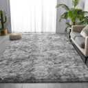 Deerhoo Large Shag Area Rugs 8 x 10, Tie-Dyed Plush Fuzzy Rugs for Living Room, Ultra Soft Fluffy Furry Rug for Bedroom, Indoor Carpet Nursery Rugs for Kids Room Home Decor, Light Grey