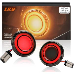 LKV 1157 Rear Motorcycle LED Turn Signals Light 2 Inch Bullet Smoked Lens Compatible for Harley Davidson Touring Dyna Softail Sportster Street Glide Road Glide Iron 883 Road King