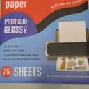 JOYEZA Premium Printable Vinyl Sticker Paper for Inkjet Printer - 25 Sheets Glossy White Waterproof, Dries Quickly Vivid Colors, Holds Ink Well - Inkjet & Laser Printer