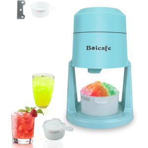 Shaved Ice Cone Ice Shaver for Homemade Shaved Snow Cones Smoothie Slushie for Kid DIY Ice Cube Tray and Blade (Blue)