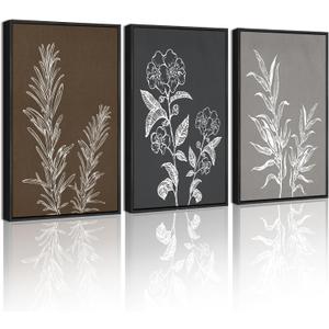 Drsoum Vintage Flower Wall Art Retro Floral Wall Hanging Decor Rustic Farmhouse Colorful Botanical Prints Artwork for Bathroom Dining Room Kitchen 11x14in Black Framed