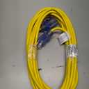 Clear Power 50ft 14/3 SJTW Yellow Outdoor Extension Cord, 3 Prong Grounded Plug, Lighted-Locking Connector, DCCO-9005-DC