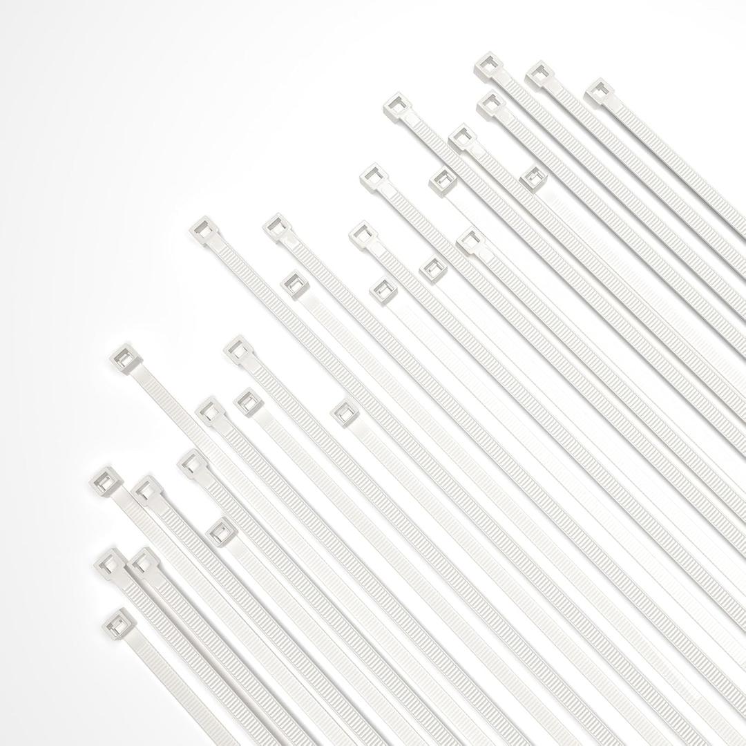 8 inch Zip Ties 0.1" Width, 500 PCS Wire Ties with 18lb Strength, Self Locking Nylon Cable Ties, UV Resistant, High/Low Temperature Resistant, for Home, Office, Fencing, and Gardening White