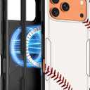 Heavy Duty for iPhone 17 Pro Case - Compatible with MagSafe Shockproof Protective Rugged Magnetic Men Military Grade Shock Drop Proof Durable Phone Cover Funda for Apple 17Pro Case, Baseball