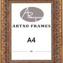 ArtXO A4 Picture Frame Wooden, Display Pictures 6"x8" with Mat or A4 Without Mat,Gold Ornate Frame Poster Frames,Hanging Photo Frame Wall