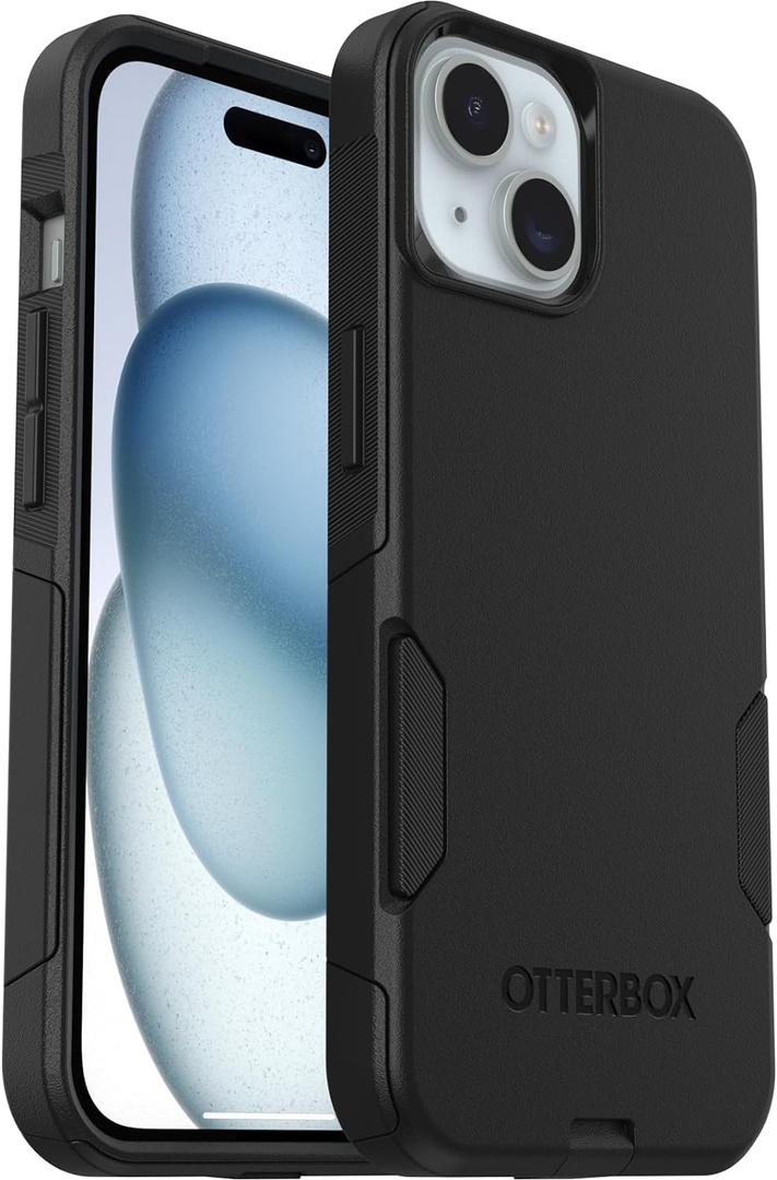 OtterBox iPhone 16e, 15, 14, & 13 Commuter Series Case - BLACK, slim & tough, pocket-friendly, with port protection (ships in polybag)
