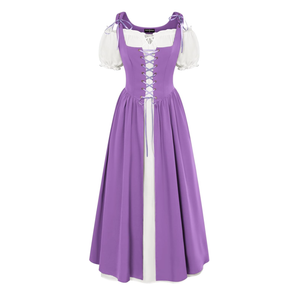 Scarlet Darkness Women Renaissance Dress Peasant Medieval Dress Short Sleeve Maxi Dress, S