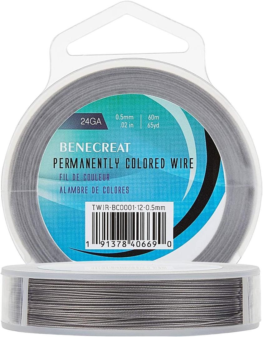BENECREAT 7 Strands 195FT 0.5MM Stainless Steel Bead String Wire Tarnish Resistant Steel Wire for Necklace Bracelet Making