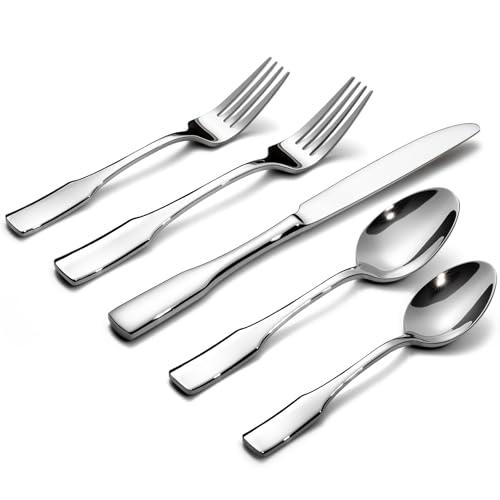 Alata Kate 60-Piece Silverware Set Stainless Steel Flatware Set,Service for 12,Mirror Polished Cutlery Set,Dishwasher Safe
