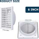 Air Vent ABS Louver Grille Cover 6 Inch, External Wall Vent Cover with Built-in Screen Mesh for Intake Exhaust Ventilation Exterior Door Ceiling Attic Storage Garage, White