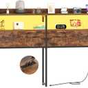 Aheaplus Headboard for Queen Size Bed Frame, Headboards with Outlets, USB Ports and LED Light, Head Board with Storage, Height Adjustable, Sturdy and Stable Headboard, Queen Size, Rustic Brown