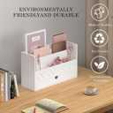 Wisuce Bamboo Mail Organizer Countertop Desktop with Drawer - Desk File Organizer for Office Supplies All-in-One Desk File Drawer with Pencil Holder for Paper Letter Envelope Bill