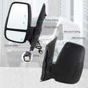 Left Driver Side Door Mirror Compatible With 2015-2026 Ford Transit 150 250 350 350HD With Power Glass Manual Folding Matte Black (Short Arm) Replace#CK4Z-17683-DA (3Pins)