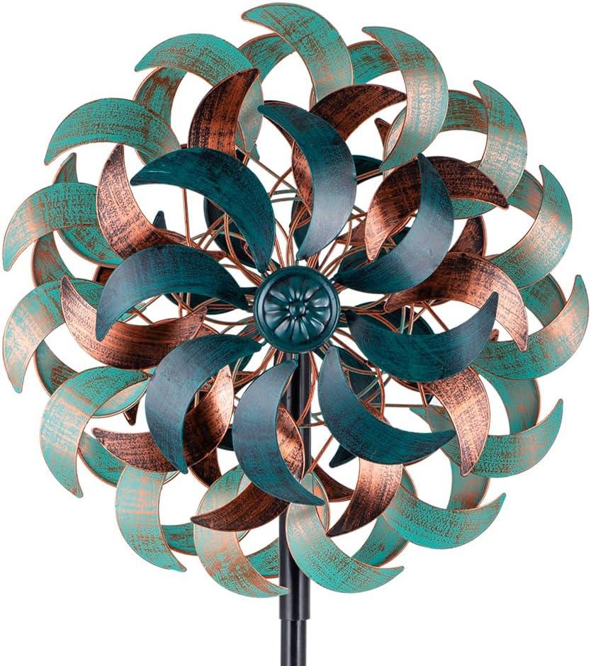 Stargarden Wind Spinners for Yard and Garden,Metal Wind Sculptures & Spinners, 6 Layers Windmill with Sturdy Stakes, Metal Yard Art Decoration
