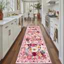 Pink Rug for Hallways Kitchen Rug 2x8, Non Slip Washable Rugs with Rubber Backing Soft Floral Carpet Runner for Hallways, Kitchen, Laundry, Bedroom, Bathroom (2 x 8, Pink Garden)