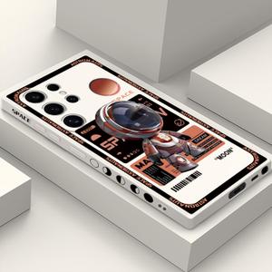 for Samsung Galaxy S24 Ultra Case, Astronaut Pattern Slim Liquid Silicone Anti Slip for Galaxy S24 Ultra Phone Case 6.8 inch, Space White