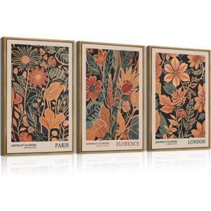 ANHUIB Floral Wall Art 16x24 Inch Large Vintage Botanical Wall Decor Retro Floral Blossom Paintings Modern Plant Art Prints Set of 3 for Living Room Bedroom Office (24L" x 16W", Vintage Floral)