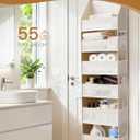 Criusia Over the Door Organizer, 6-Shelf Closet Hanging Storage with 13 Mesh Pockets, 55lbs Capacity Behind the Door Storage for Baby Nursery, Bathroom, Bedroom, and Dorm, Beige