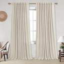Linen Back Tab Rod Pocket Linen Sheer Curtains for Living Room 52x94 Inches Long, 2 Pack