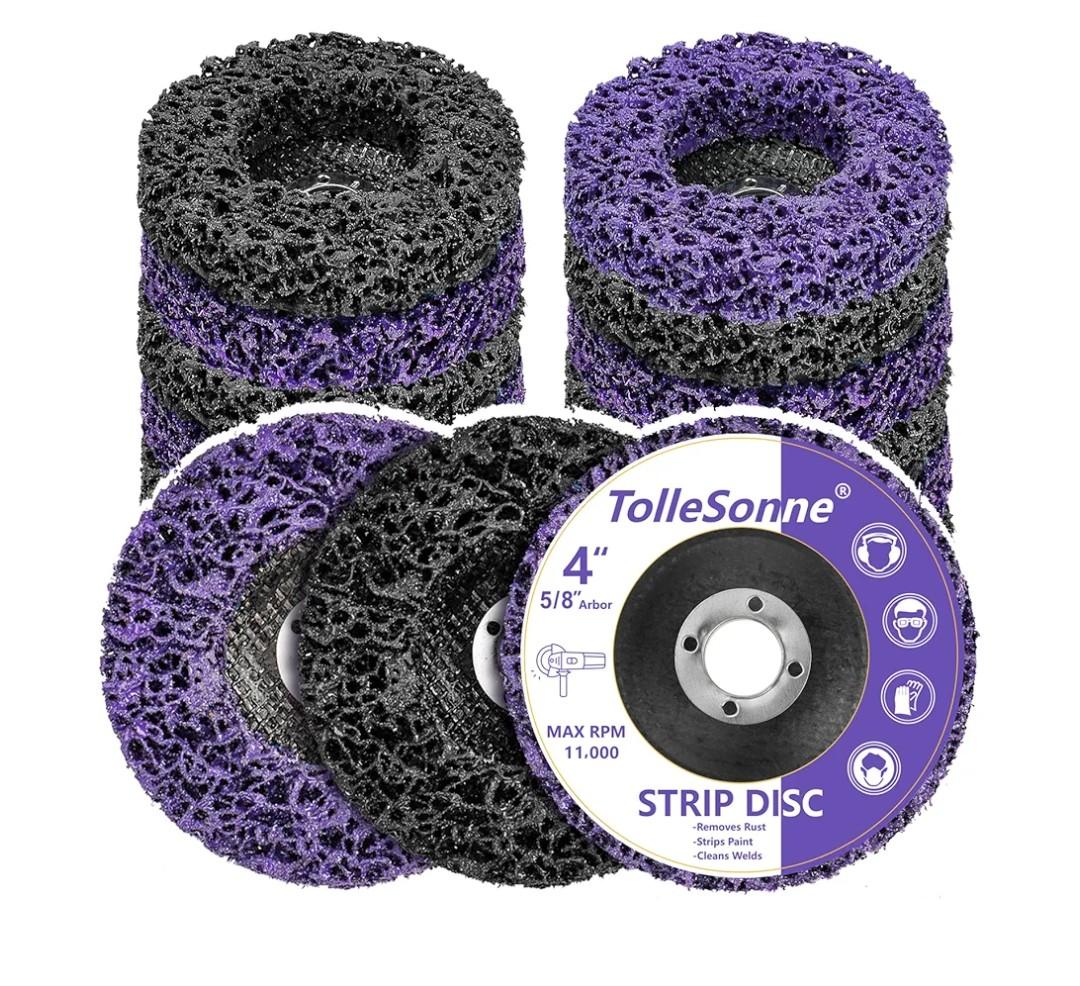 10 Pack Strip Discs 4 inch Quick Stripping Wheel Paint Stripper for Angle Grinder Clean and Remove Paint Coating Rust Welds Oxidation for Metal and Wood (4" x 5/8")