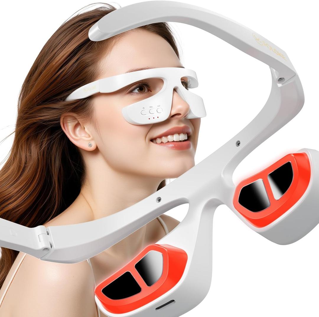 Under Eye Red Light Therapy Device, Red Light Therapy Glasses for Eyes 63010nm,Red Light Eye Mask for The Treatment of Eye Bags,Dark Circles,Puffiness periorbital for Treating (Pink)