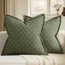 MIULEE Decorative Burlap Linen Throw Pillows Covers 18x18 Inch Olive Green Spring Vintage Couch Pillow Covers Modern Farmhouse Pillowcase Woven Textured Cushion Cases for Sofa Bed Livingroom