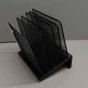 1InTheOffice Metal Mesh File Organizer, Black Wire Mesh 5 Section Incline Sorter, Black Finish