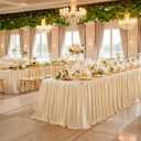 Wish Care 6 Pack Champagne Rectangle Table Clothes for 8 Foot Tables, Polyester Fitted Tablecloths 8ft Stretch Table Cover for Wedding, Birthday, Parties, Trade Show, Craft Show, 96" x 30"