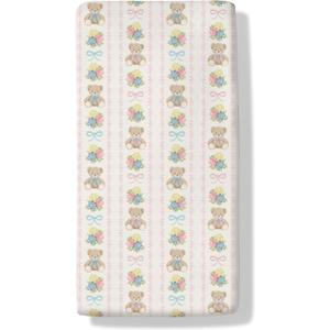Cute Bears Boho Flowers Baby Boys Girls Crib Sheets Pastel Bear Pink Blue Bows Striped Soft Baby Sheets Watercolor Animals Fitted Crib Mattress Cover for Standard Crib Mattress 52"x28" (One size)