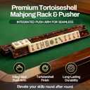 Mahjong Racks with Pushers Set of 4, Durable Mahjong Tile Racks with Integrated Push Arms Holds Tiles,Portable Mahjong Rack Tile Holder Accessory for Travel and Family Activities (Black & Red)