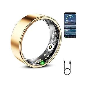 Mirlray Smart Ring for Women & Men, Smart Ring Health Tracker, Blood Oxygen & Heart Rate Monitor, Long Lasting Battery Sleep Ring, Waterproof Fitness Ring (Rose Gold, 10)