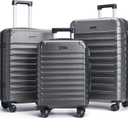 LIGHT FLIGHT Luggage Sets 3 Pcs Suitcase with Wheels,20"/24"/28",Gray