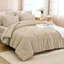 Andency Bed in a Bag King Khaki- 7 Pieces King Size Comforter Set Bedding Comforter Sets, Tufted Lightweight Fluffy Bed Set with Comforter, Sheets, Pillowcases & Shams for All Season Khaki, King (104"x90")
