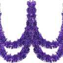 Dingion 59 Feet Mardi Gras Tinsel Garland Metallic Twist Garland Shiny Hanging Ornaments for Carnival Tree Party Supplies Indoor and Outdoor Decoration(Shinny,Purple)