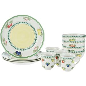 Villeroy & Boch French Garden 12-Piece Dinnerware Set, Service for 4, Plates, Bowls & Mugs, Premium Porcelain, Made in Germany (colored)