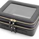 Aveniee Clear Makeup Bags,Double Layer Cosmetic Bags with Separate Brush Compartment,Large Travel Toiletry Bag Cosmetic Case,Travel Accessories Organizer for Women,2 Layers,Black