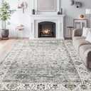 6x9 Area Rugs for Living Room, Machine Washable Non Slip Vintage Rug, Non-Slip Stain Resistant, Large Soft Home Decor Rug for Bedroom Dining Room (Ivory/Gray,6'x9')