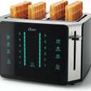 Oster 4Slice Toaster Touch Screen Stainless Steel Digital Timer 6 Shade Settings Easy to Clean Removable Crumb Tray