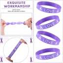 Lyrow 250 Pieces Domestic Violence Awareness Bumper Stickers Silicone Ribbon Wristbands Purple Ribbon Pins Breast Cancer Breast Cancer Awareness Pen for Accessories