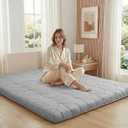 ZonLi Japanese Floor Mattress Futon Mattress King Size, 4" Thicken Roll Up Tatami Mat 100% Cotton Washable Cover, Portable & Foldable Floor Bed Mattress for Sleeping, Dormitory, Adult Kids, Grey